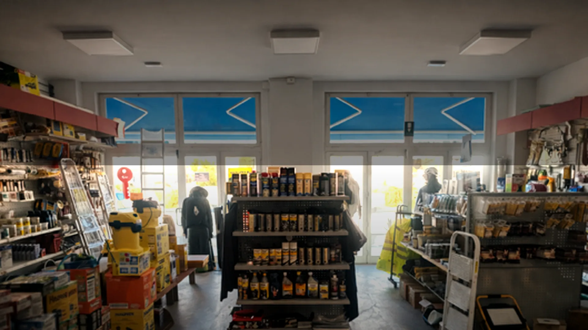 Interno Colorificio Ferramenta 3D Avenza Carrara reparto vernici e ferramenta professionale